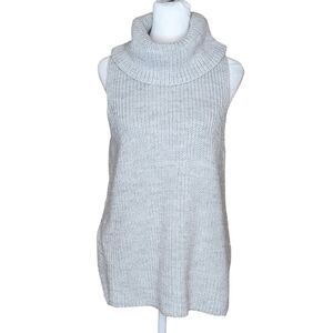 Ever New Sleeveless Chunky Knit Turtleneck Sweater Light Heather Gray Women's M